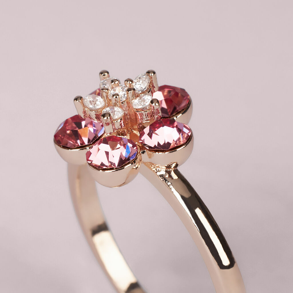 Anello Fantasia Romantic Shine Ottone Rosa Cristallo