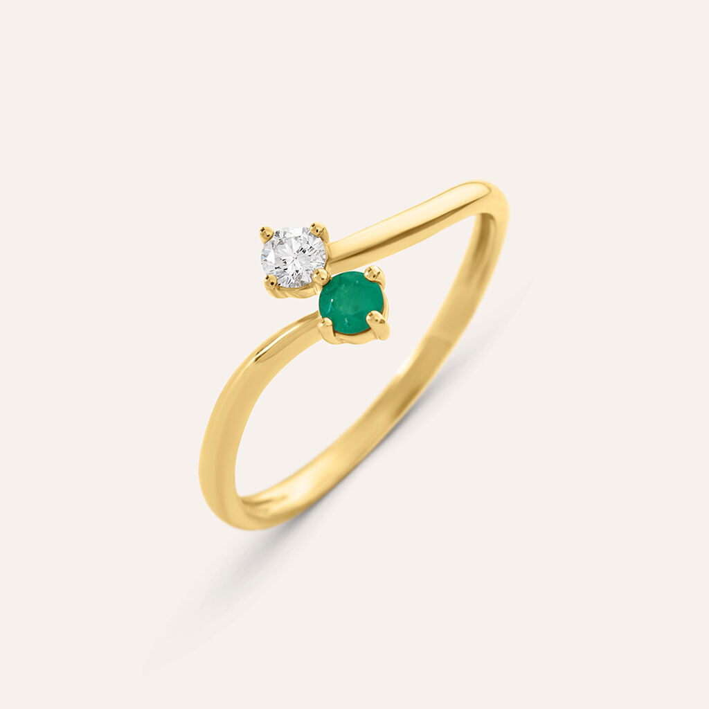 Anello Bilogy Toi Et Moi Charlotte Oro Giallo Smeraldo Diamante