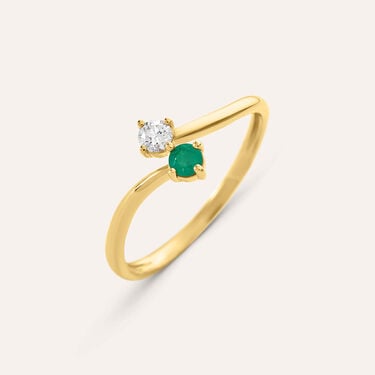 Anello Bilogy Toi Et Moi Charlotte Oro Giallo Smeraldo Diamante