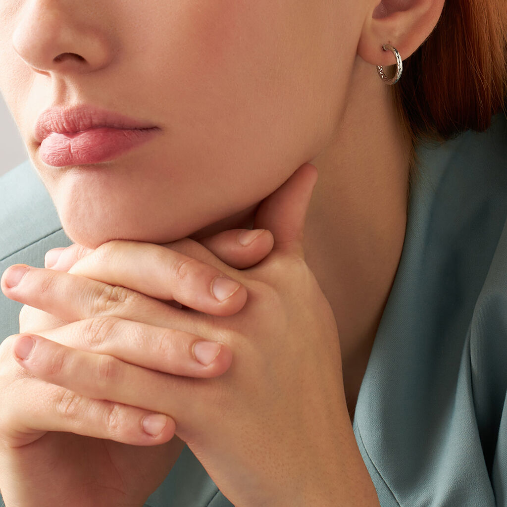 Orecchini A Cerchio Toujours Oro Bianco - Orecchini a Cerchio Donna | Stroili