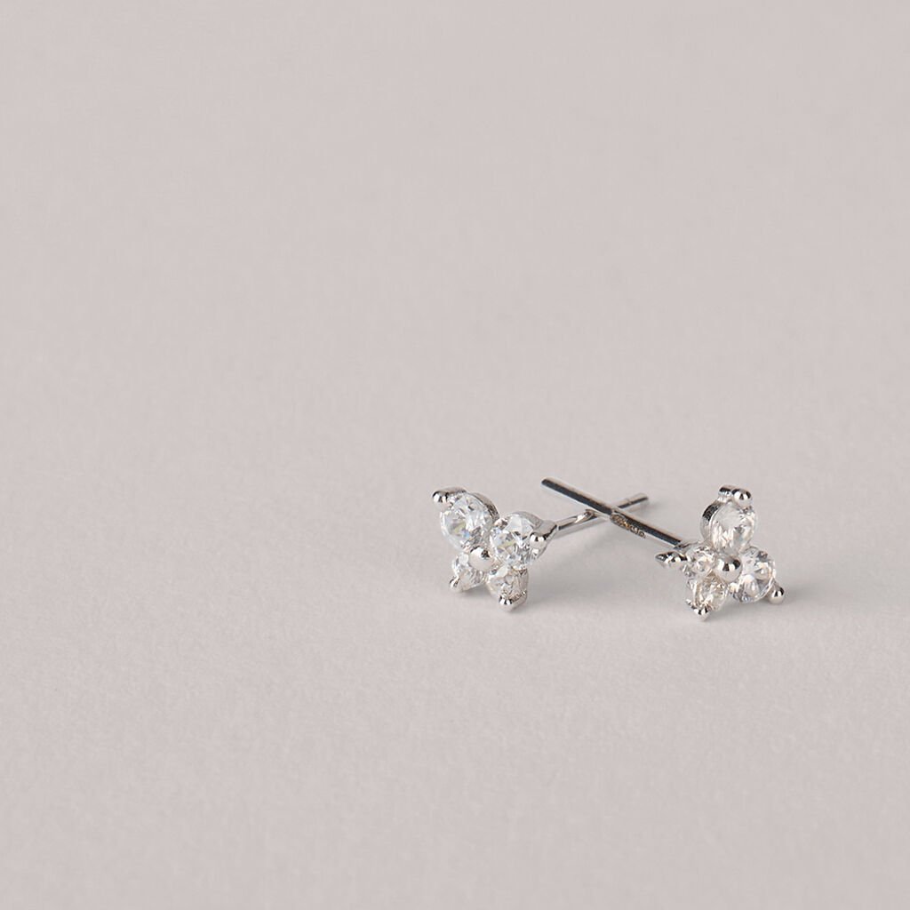 Orecchini Lobo Bon Ton Oro Bianco Cubic Zirconia - Orecchini a Lobo Donna | Stroili