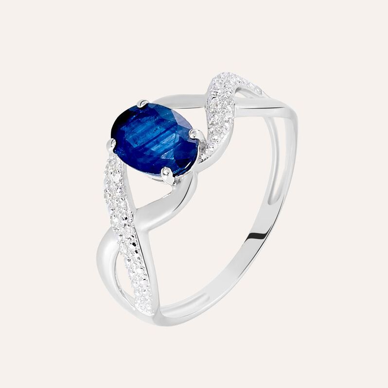 Anello Charlotte Oro Bianco Zaffiro Diamante - Anelli con Pietre Donna | Stroili