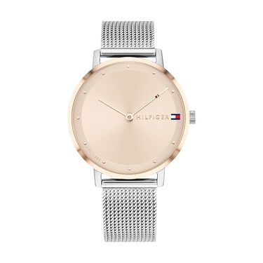 Orologio solo tempo Pippa cinturino argento e cassa acciaio oro rosa