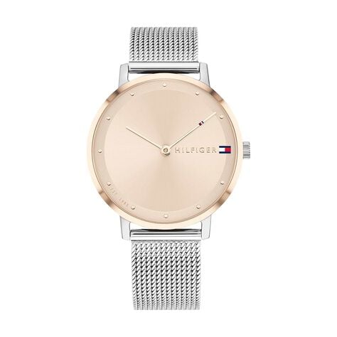 Orologio solo tempo Pippa cinturino argento e cassa acciaio oro rosa - Orologi Donna | Stroili