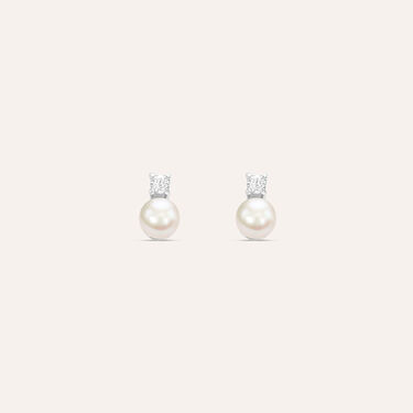 Orecchini Lobo Silver Pearls Argento Rodiato Perla sintetica Cubic Zirconia