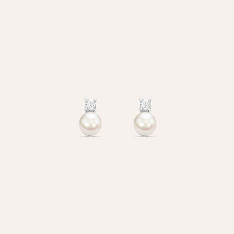 Orecchini Lobo Silver Pearls Argento Rodiato Perla sintentica Cubic Zirconia - Orecchini a Lobo Donna | Stroili