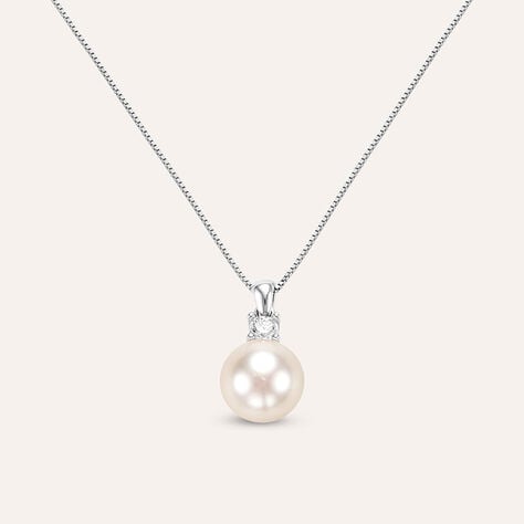Collana Gabrielle Oro Bianco Perla D'Acqua Dolce Cubic Zirconia - Collane Donna | Stroili