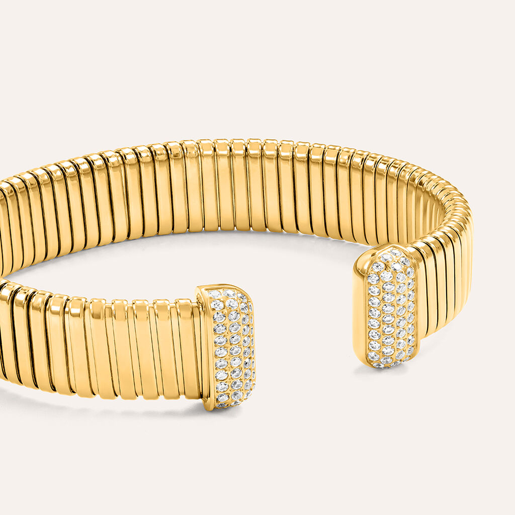 Bangle Lady Code Acciaio Dorato Cristallo - Bracciali Rigidi Donna | Stroili