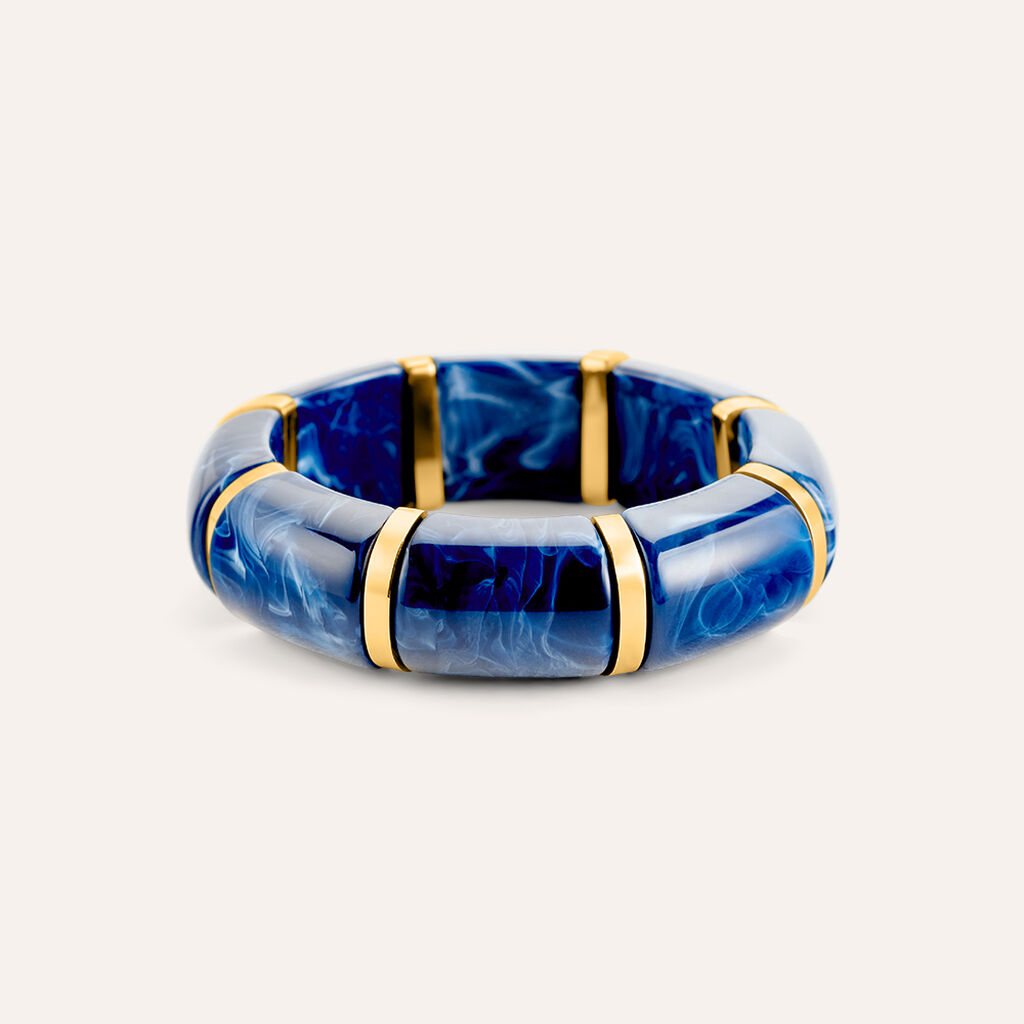 Bangle Elastico Radiance Acciaio Dorato Acrilico Blu