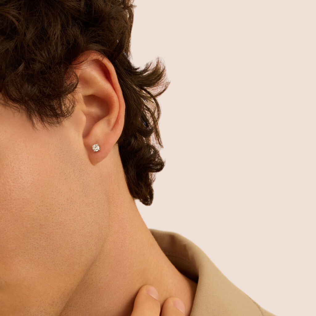 Mono Orecchino Lobo Punto Luce L'homme Or Oro Bianco Cubic Zirconia