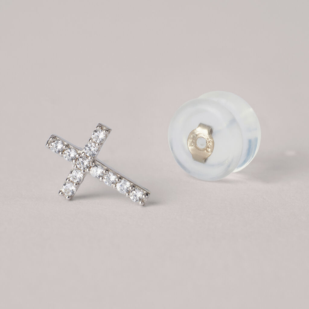 Orecchini Lobo Bon Ton Oro Bianco Cubic Zirconia - Orecchini a Lobo Donna | Stroili