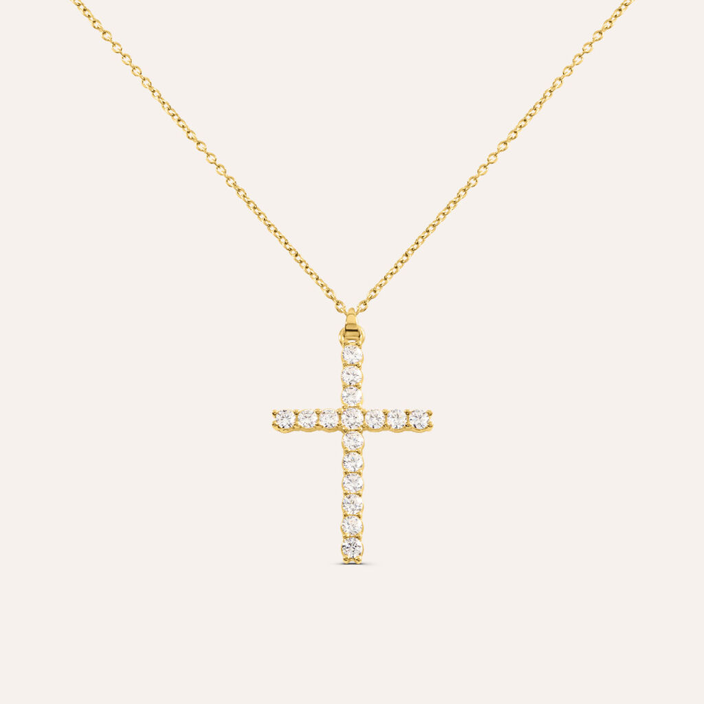 Collana Silver Glow Argento Dorato Cubic Zirconia