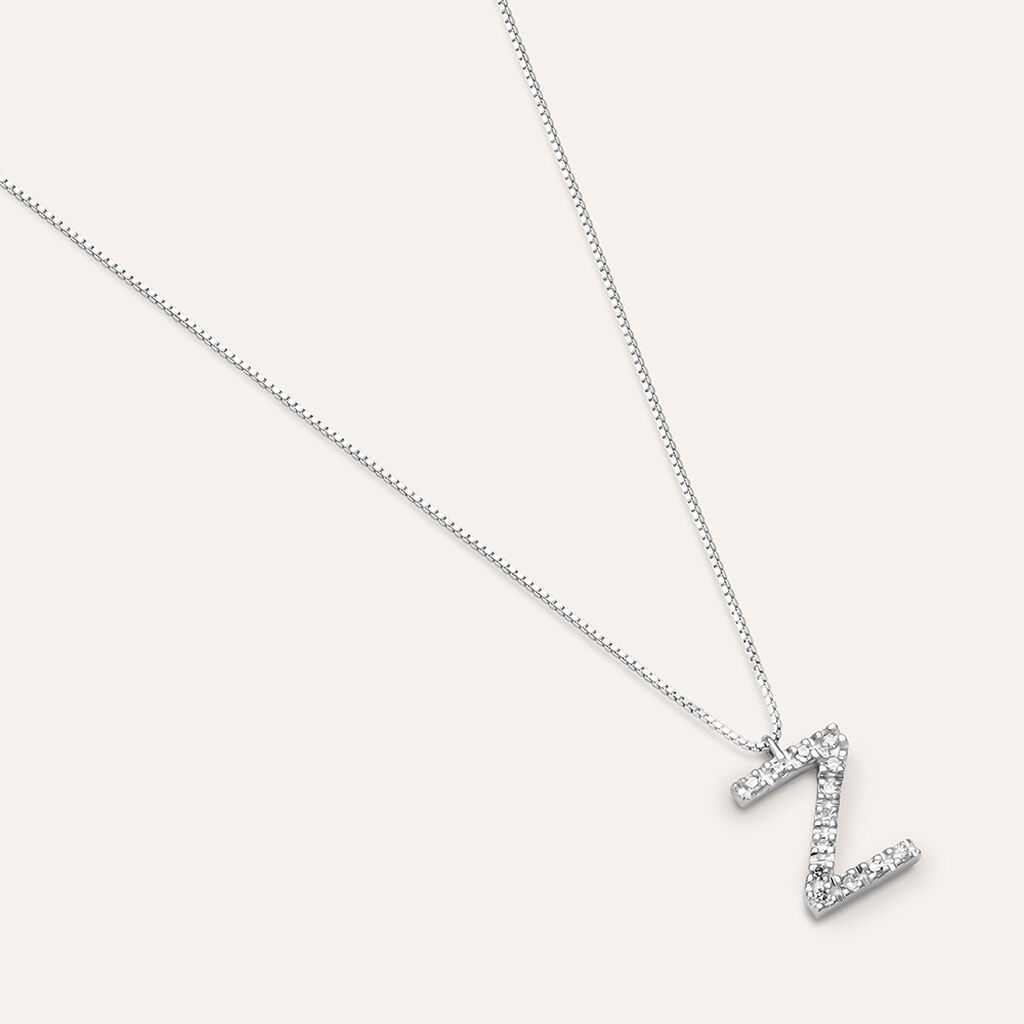 Collana Diamond Letters Oro Bianco Diamante