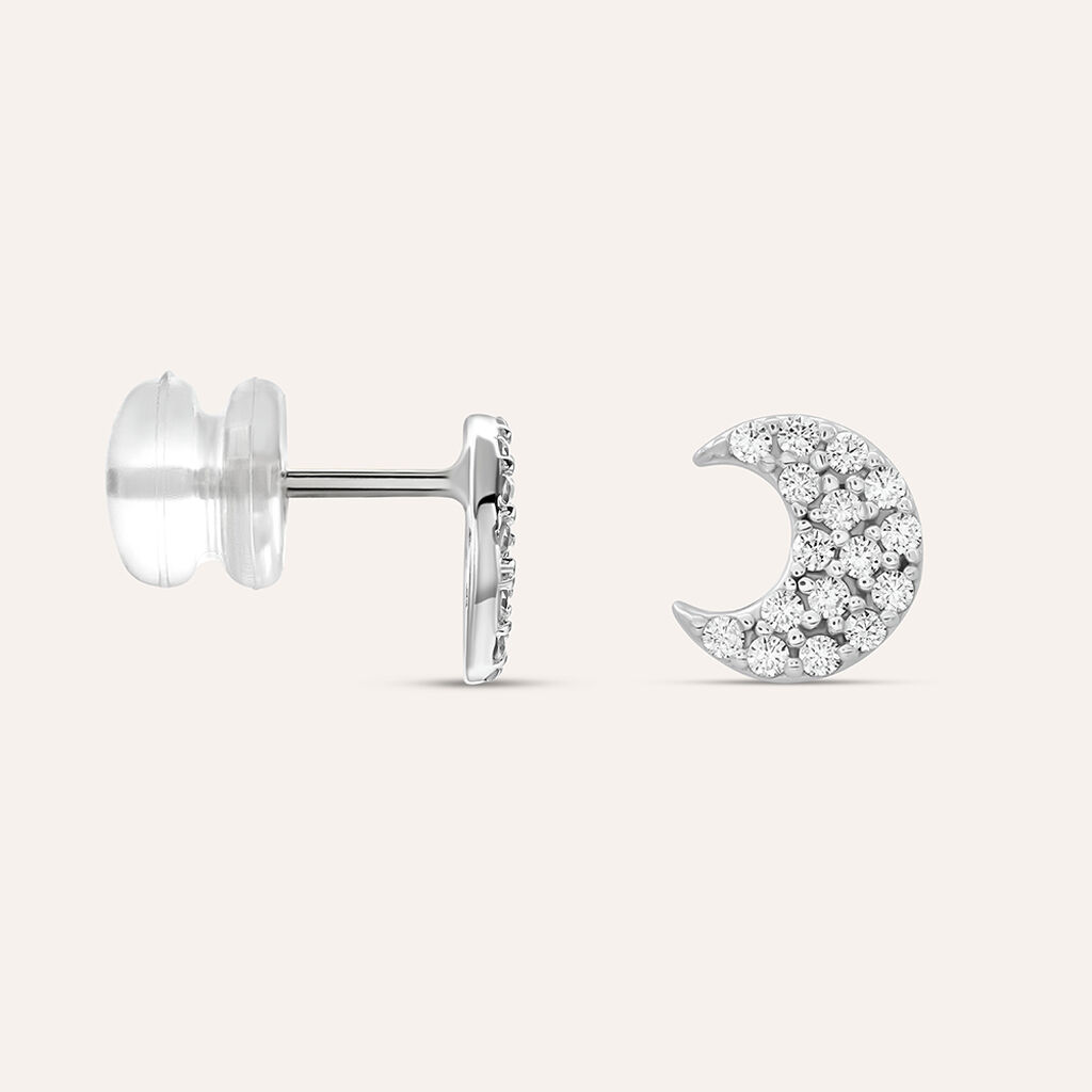 Orecchini Lobo Claire Oro Bianco Cubic Zirconia - Orecchini a Lobo Donna | Stroili