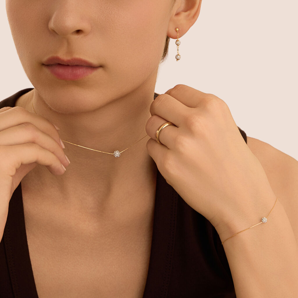 Orecchini Pendenti Christelle Oro Giallo Cristallo