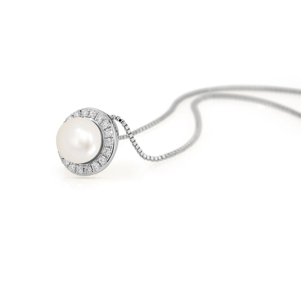 Collana Gabrielle Precious Oro Bianco Perla D'Acqua Dolce Diamante