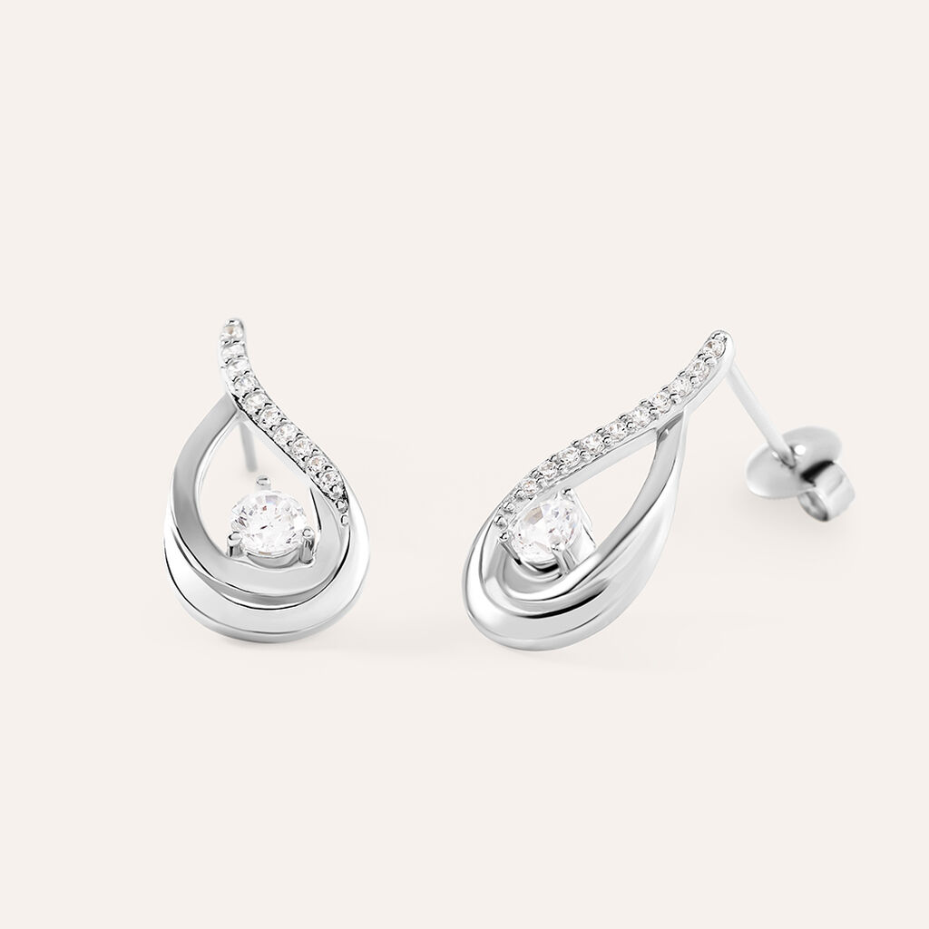 Orecchini Lobo Silver Elegance Argento Rodiato Cubic Zirconia