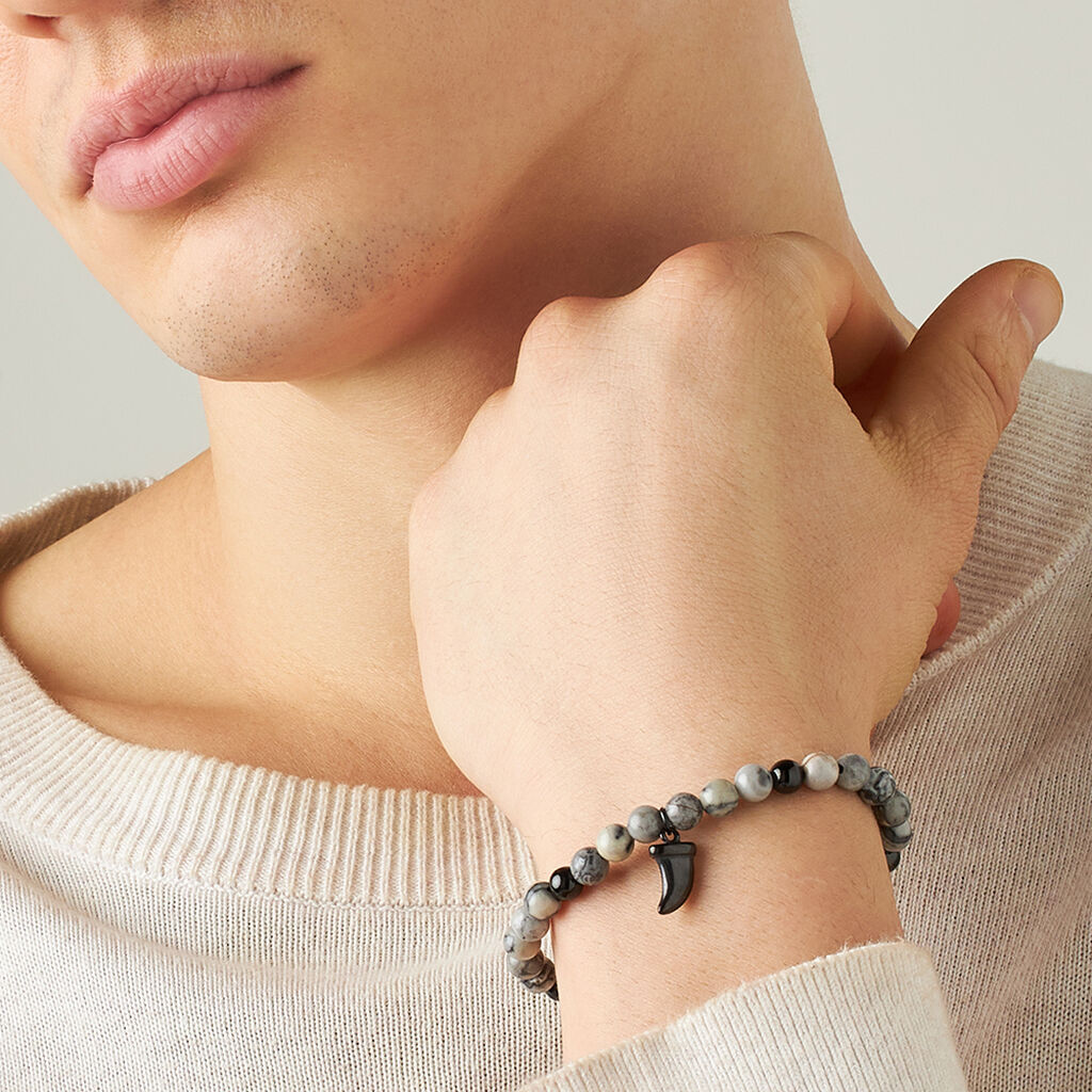 Bracciale Man Code Acciaio Nero Map Stone - Bracciali Uomo | Stroili