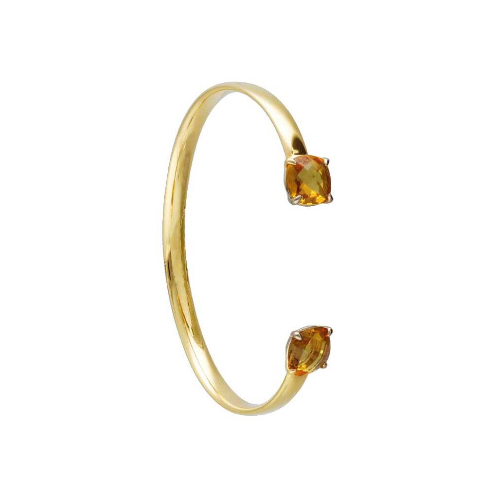 Bangle placcato oro con pietra color ambraBracciale placcato oro con pietra rossa e zirconi