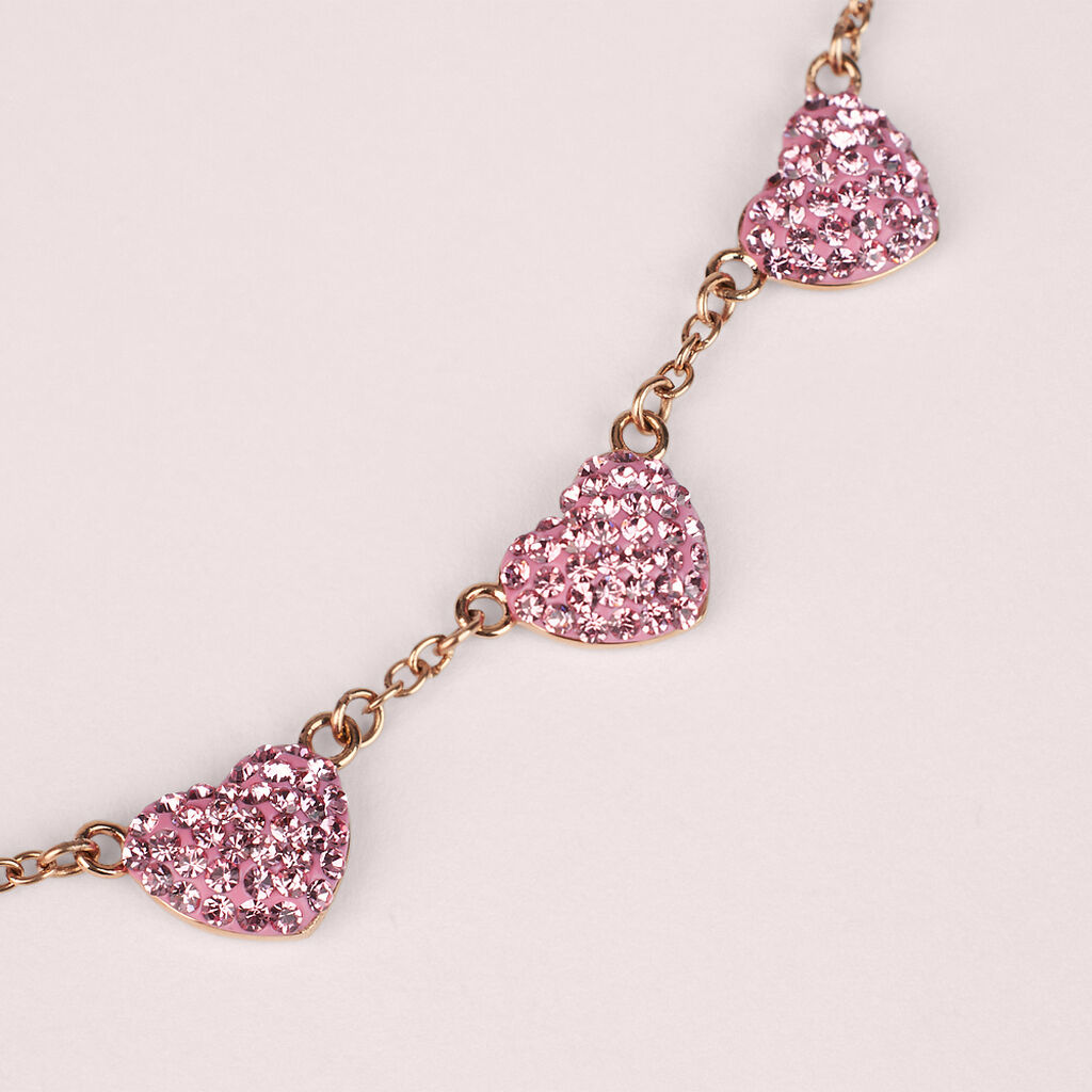 Collana Aura Acciaio Rosa Cristallo