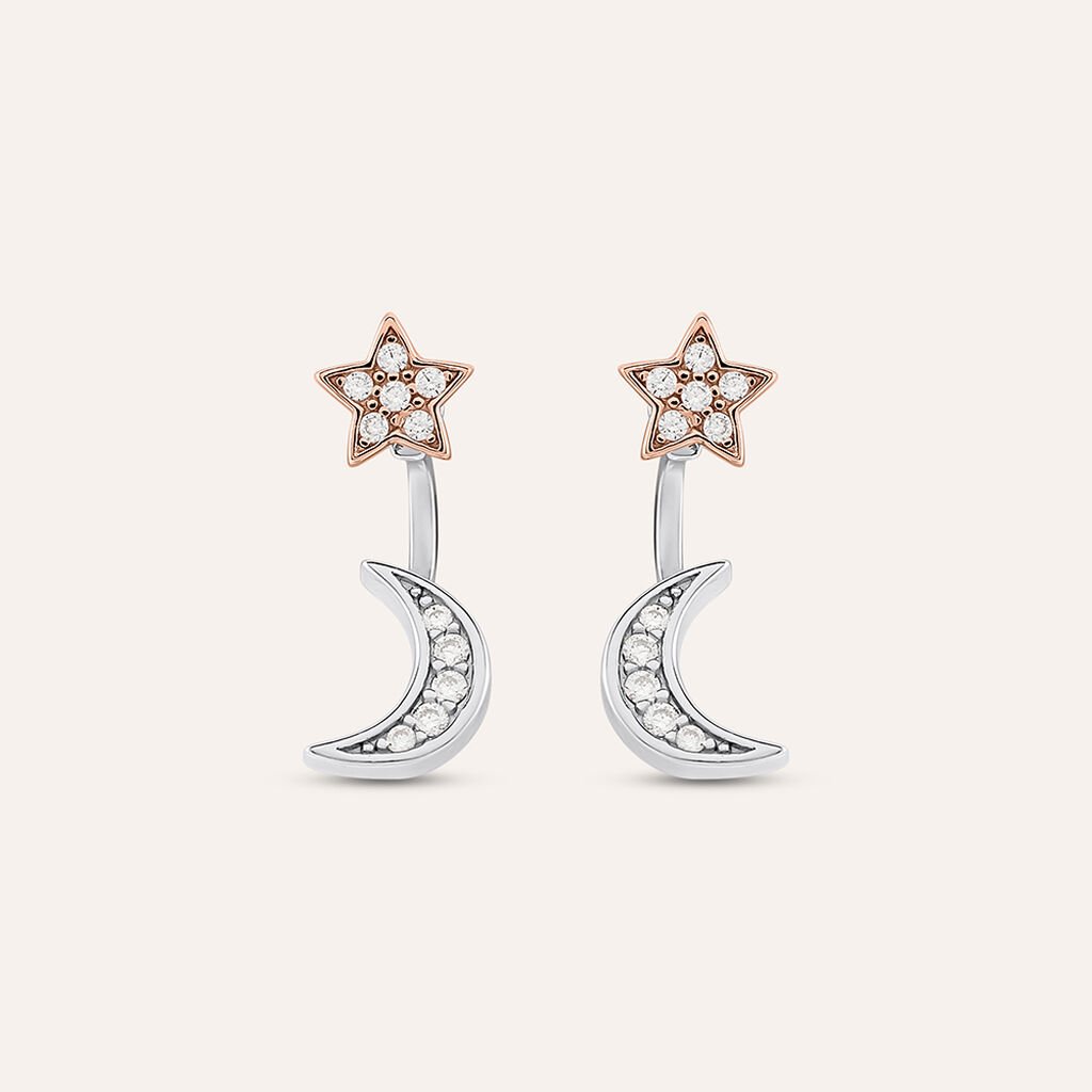 Orecchini Lobo Silver Moments Argento Bicolore Bianco / Rosa Cubic Zirconia