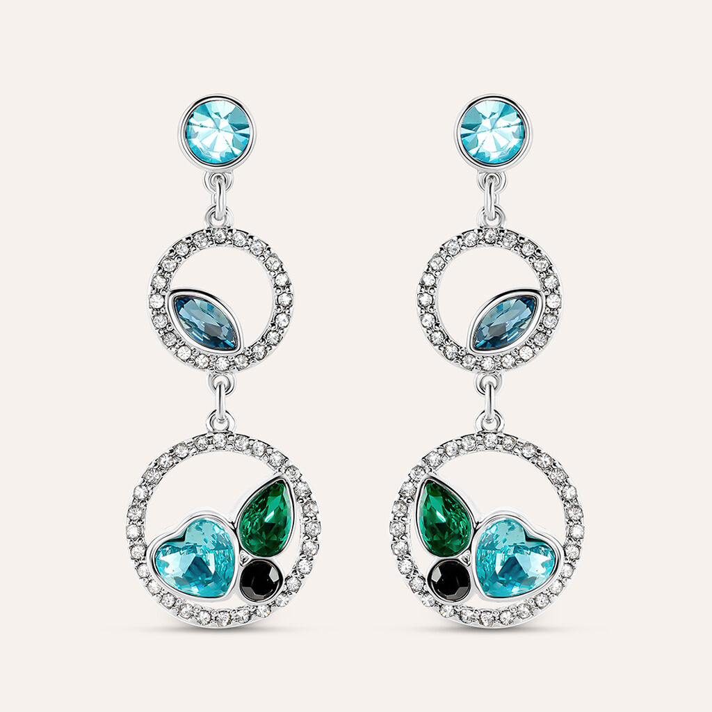 Orecchini Pendenti Violet Ottone Cristallo