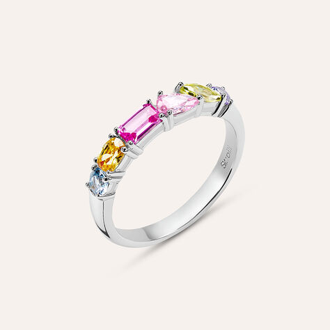 Anello Solitario Silver Rainbow Argento Rodiato Cubic Zirconia - Anelli con Pietre Donna | Stroili