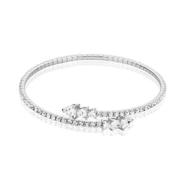 Bangle in metallo rodiato e strass