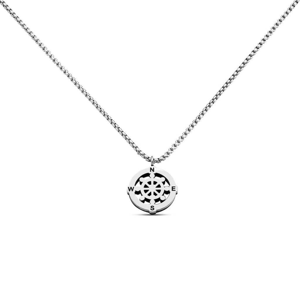 Girocollo in acciaio con pendente timone bicolore