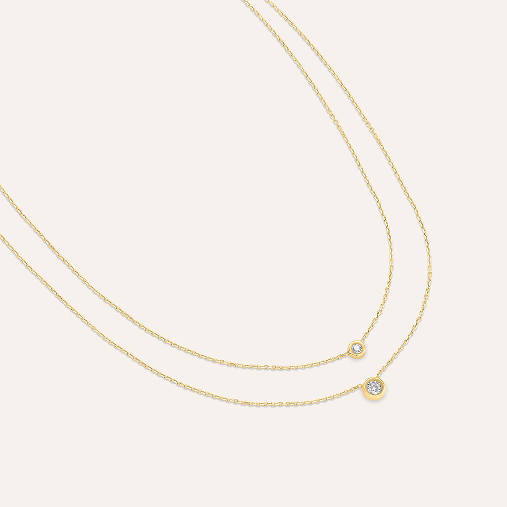 Collana Doppio Punto Luce Claire Oro Giallo Cubic Zirconia