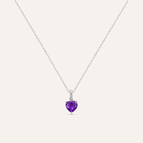 Collana Punto Luce Am&eacute;lie Oro Bianco Ametista Cubic Zirconia - Collane Punto Luce Donna | Stroili