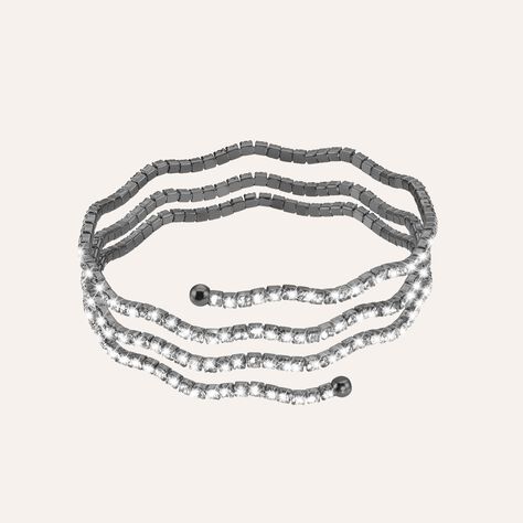 Bracciale bangle triplo in metallo rutenio e cristalli - Bracciali Donna | Stroili