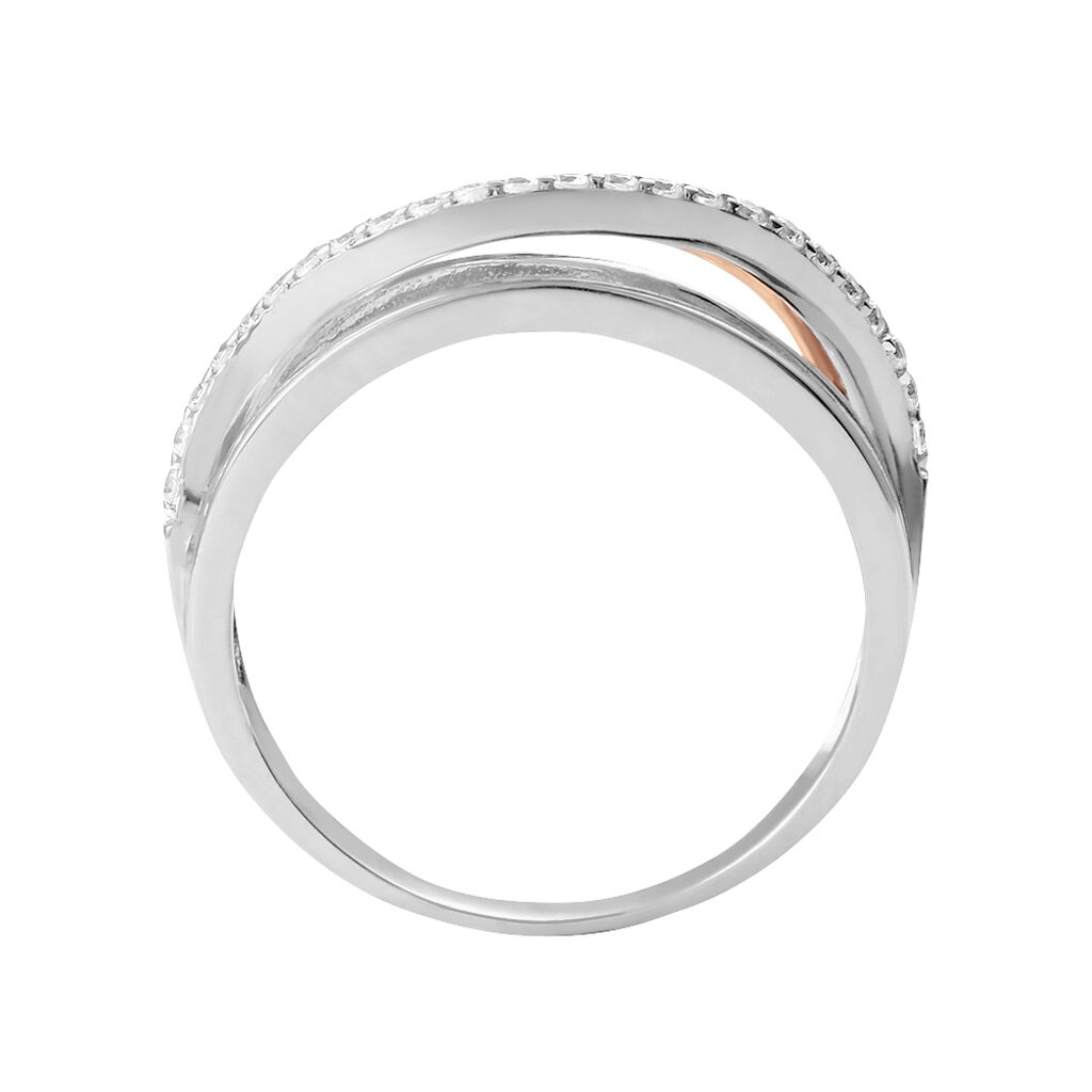 Anello Fantasia Silver Shine Argento Bicolore Bianco / Rosa Cubic Zirconia