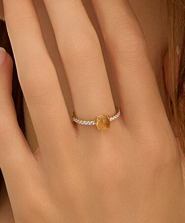 Anello Solitario Am&eacute;lie Oro Giallo Citrino Cubic Zirconia