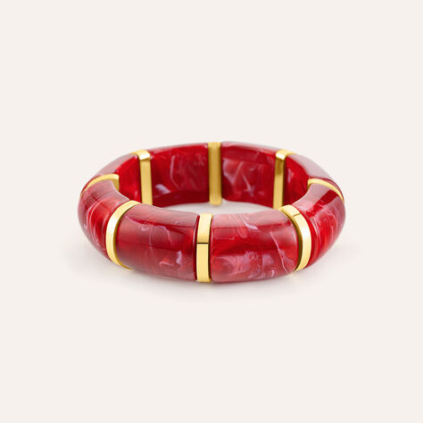Bangle Elastico Radiance Acciaio Dorato Acrilico Rosso - Bracciali Rigidi Donna | Stroili