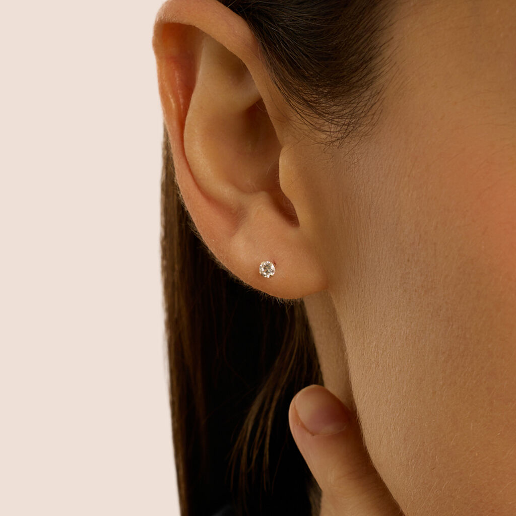 Orecchini Lobo Punto Luce Bon Ton Oro Giallo Cubic Zirconia