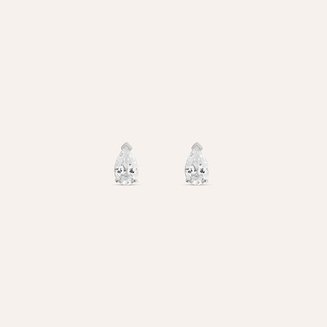 Orecchini Lobo Punto Luce Claire Oro Bianco Cubic Zirconia - Orecchini a Lobo Donna | Stroili
