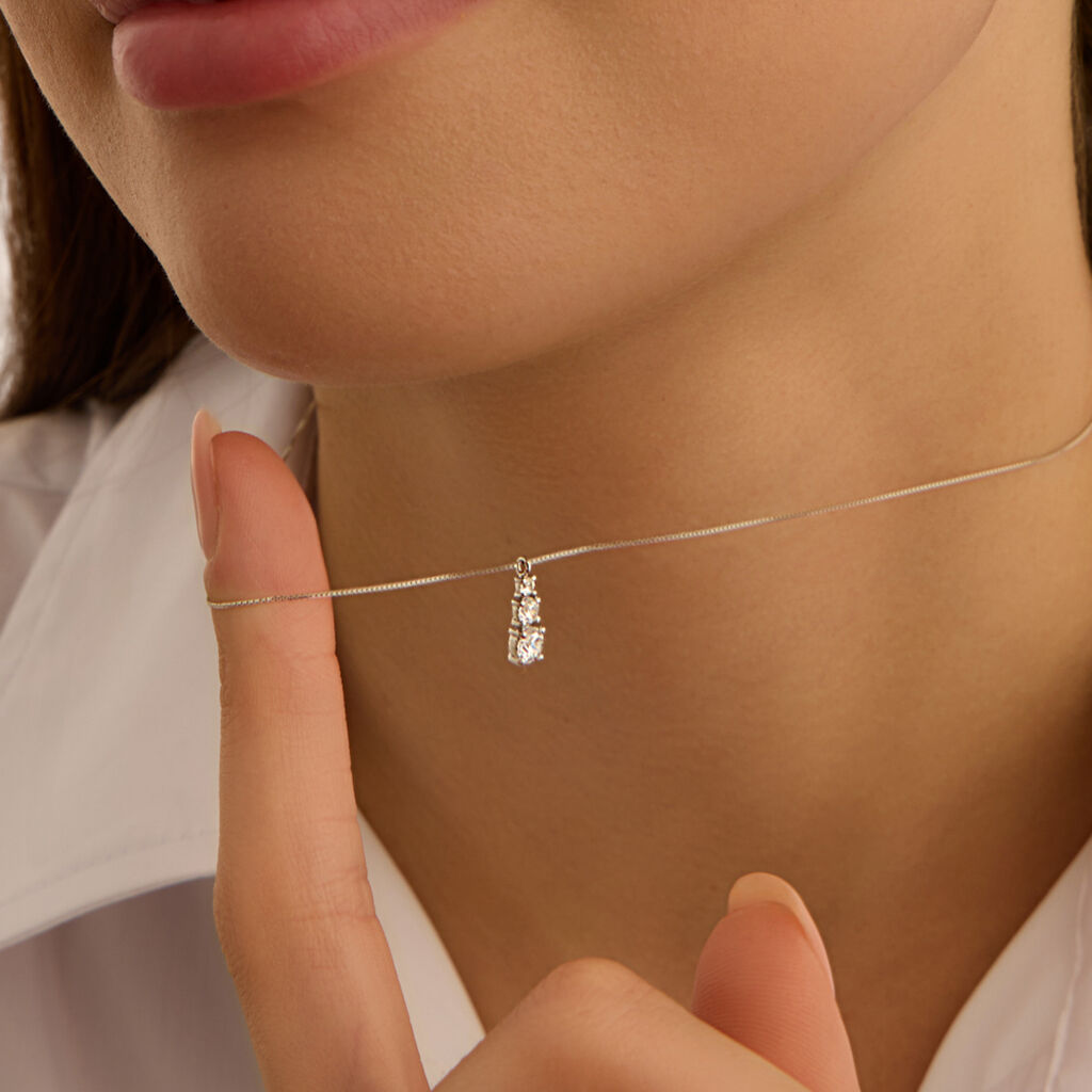 Collana Trilogy Claire Oro Bianco Cubic Zirconia