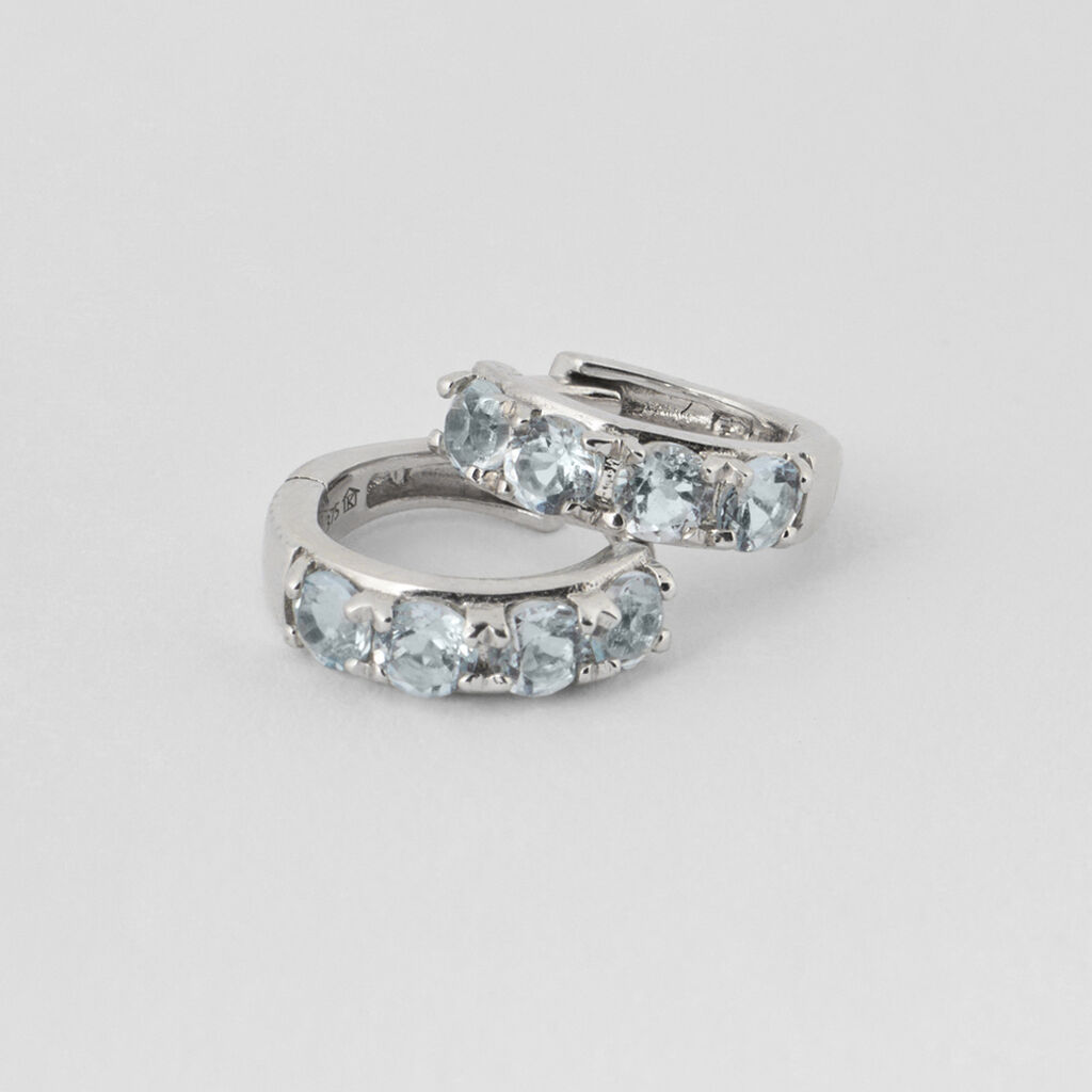 Orecchini A Cerchio Am&eacute;lie Oro Bianco Topazio