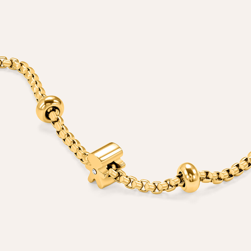 Bead Essential Code Acciaio Dorato Cristallo