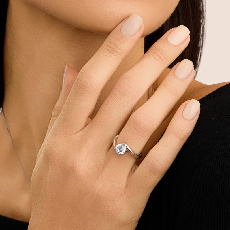 Anello Solitario Silver Elegance Argento Rodiato Cubic Zirconia - Anelli con Pietre Donna | Stroili