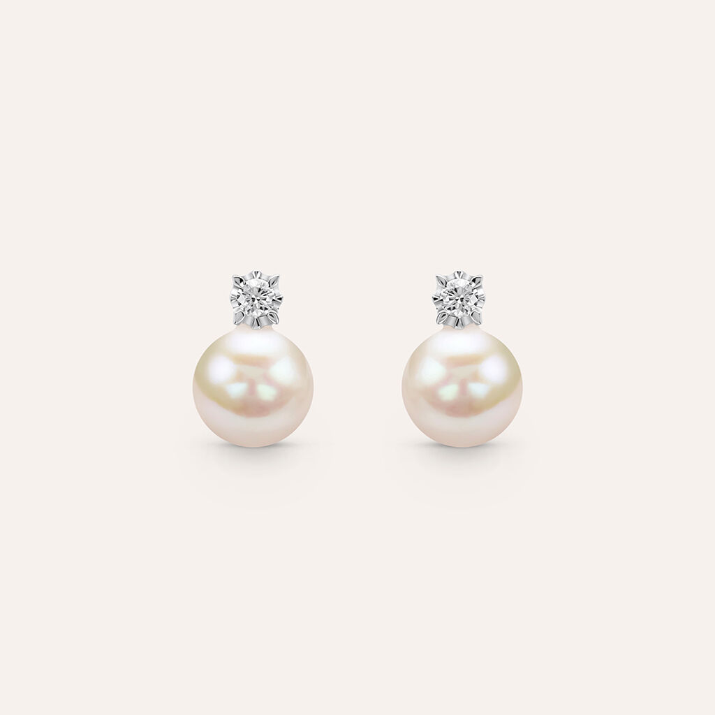 Orecchini Lobo Gold Pearls Oro Bianco Perla D'Acqua Dolce Diamante - Orecchini a Lobo Donna | Stroili