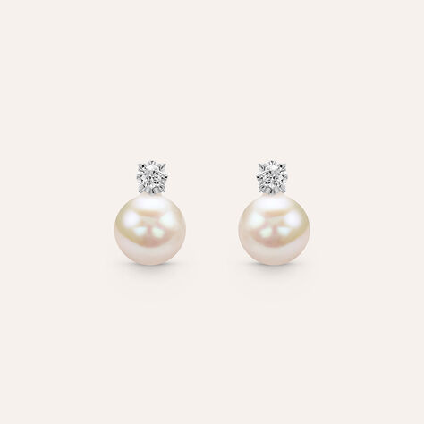 Orecchini Lobo Gold Pearls Oro Bianco Perla D'Acqua Dolce Diamante - Orecchini a Lobo Donna | Stroili