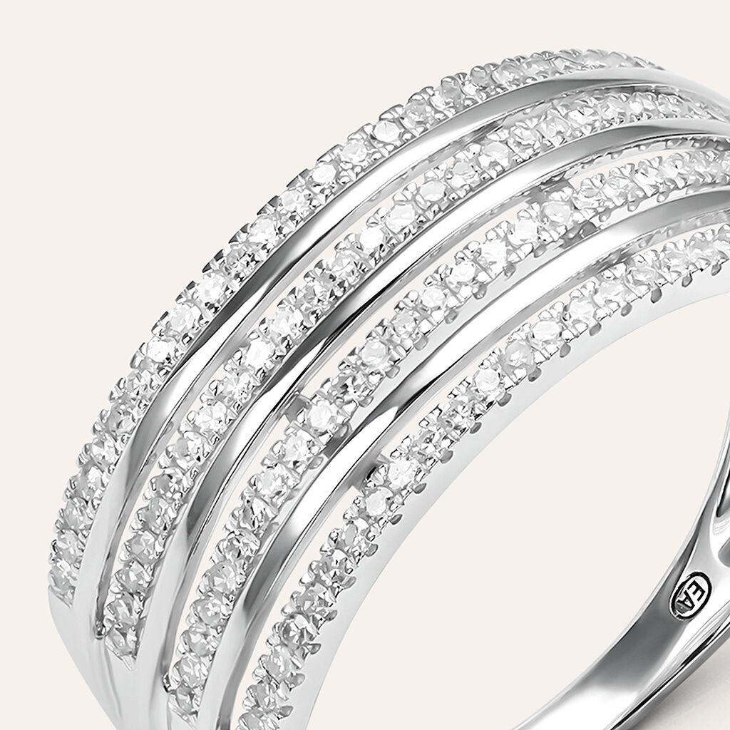 Anello Fascia Sophia Oro Bianco Diamante - Anelli a Fascia Larga Donna | Stroili