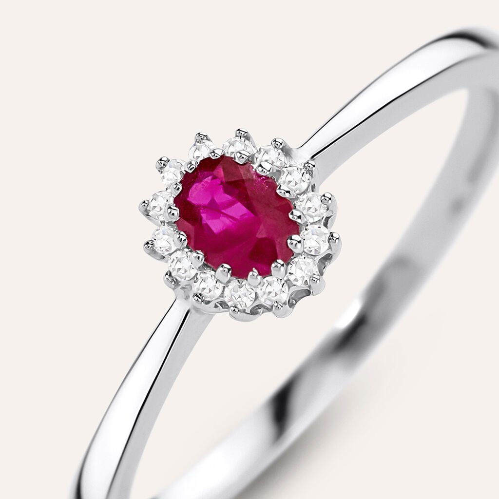 Anello Solitario Kate Charlotte Oro Bianco Rubino Diamante