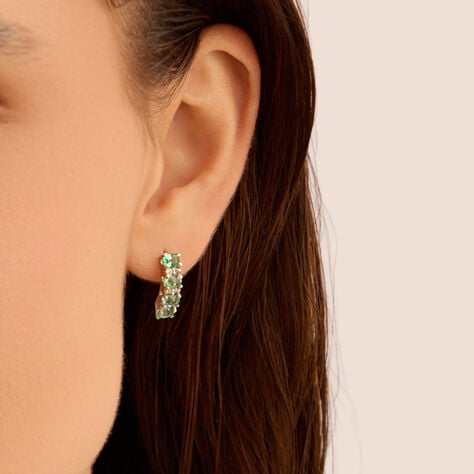 Orecchini A Cerchio Elizabeth Crown Oro Bianco Smeraldo Diamante - Orecchini a Cerchio Donna | Stroili