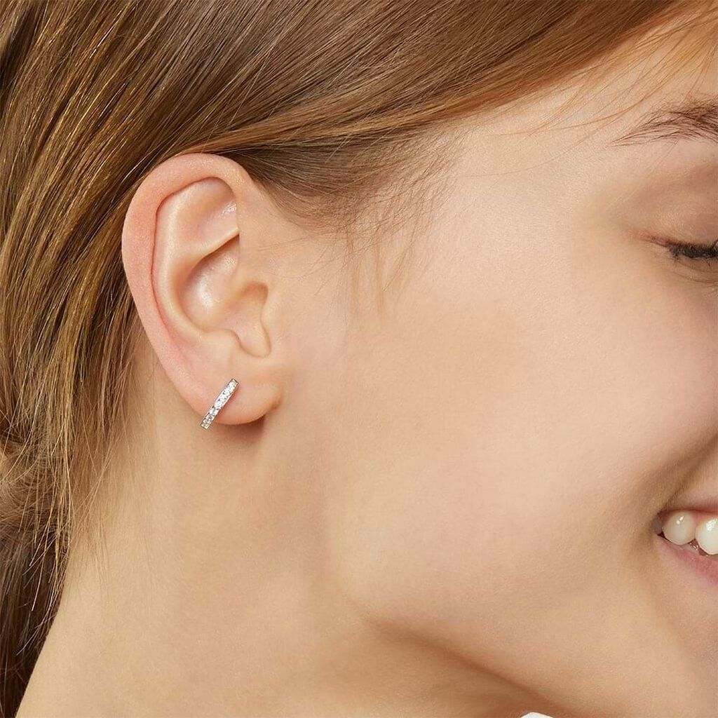 Orecchini Lobo Bon Ton Oro Bianco Cubic Zirconia - Orecchini a Lobo Donna | Stroili