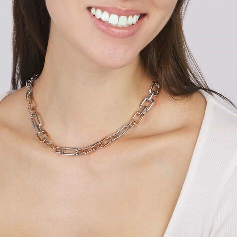 Catena Lady Code Acciaio Bicolore Bianco / Rosa - Collane Catena Donna | Stroili