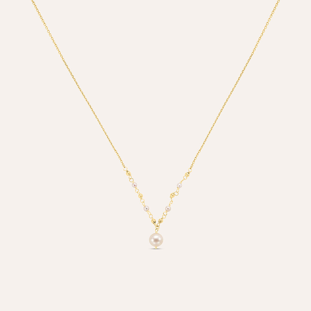 Collana Gabrielle Oro Giallo Perla D'Acqua Dolce