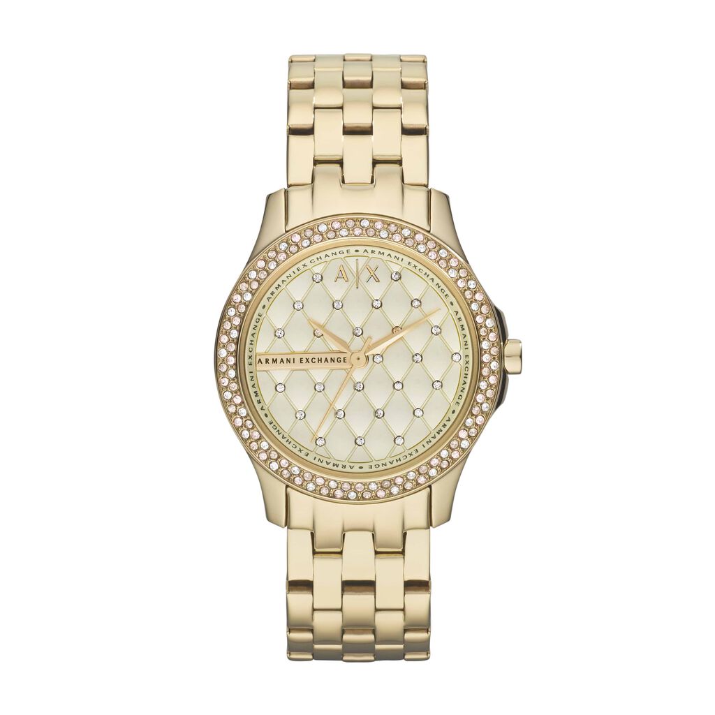 Orologio Armani Exchange solo tempo cinturino e cassa in acciaio dorato con cristalli